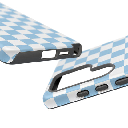 Blue Checkered Phone Case, Tough Phone Cover, Stylish Mobile Protector, Unique Gift for Him/Her, Trendy Accessories for Holidays