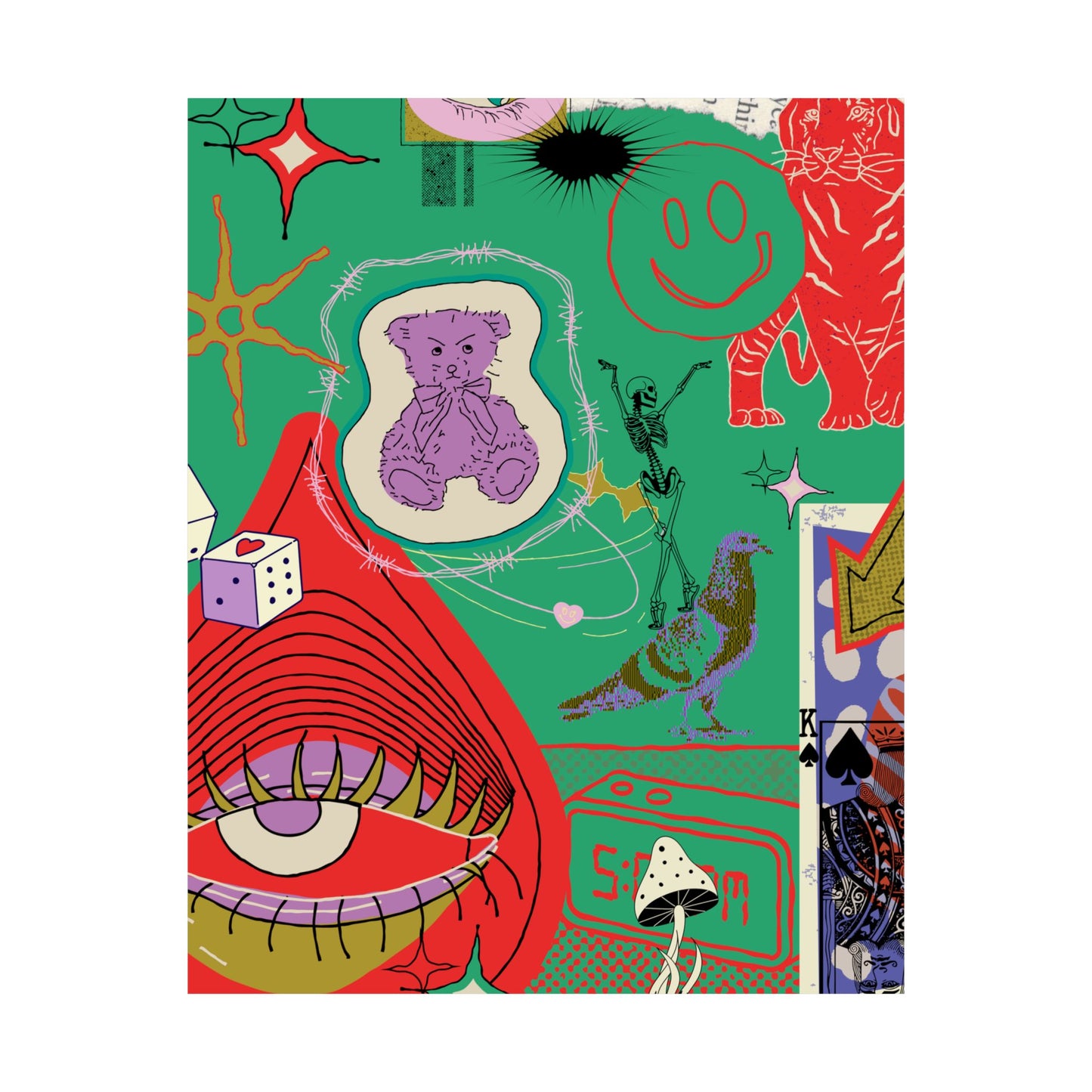 Vibrant Matte Vertical Posters, Retro Wall Art, Playful Home Decor, Unique Gift for Art Lovers, Perfect for Parties and Celebrations