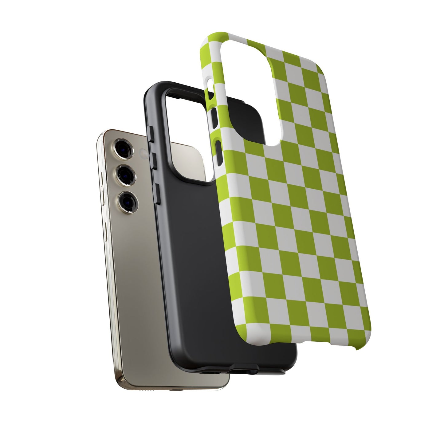 Lively Checker Pattern Phone Case | Tough Cases, Green Checkered Design, Unique Cell Phone Cover, Trendy Accessory, Gift Idea