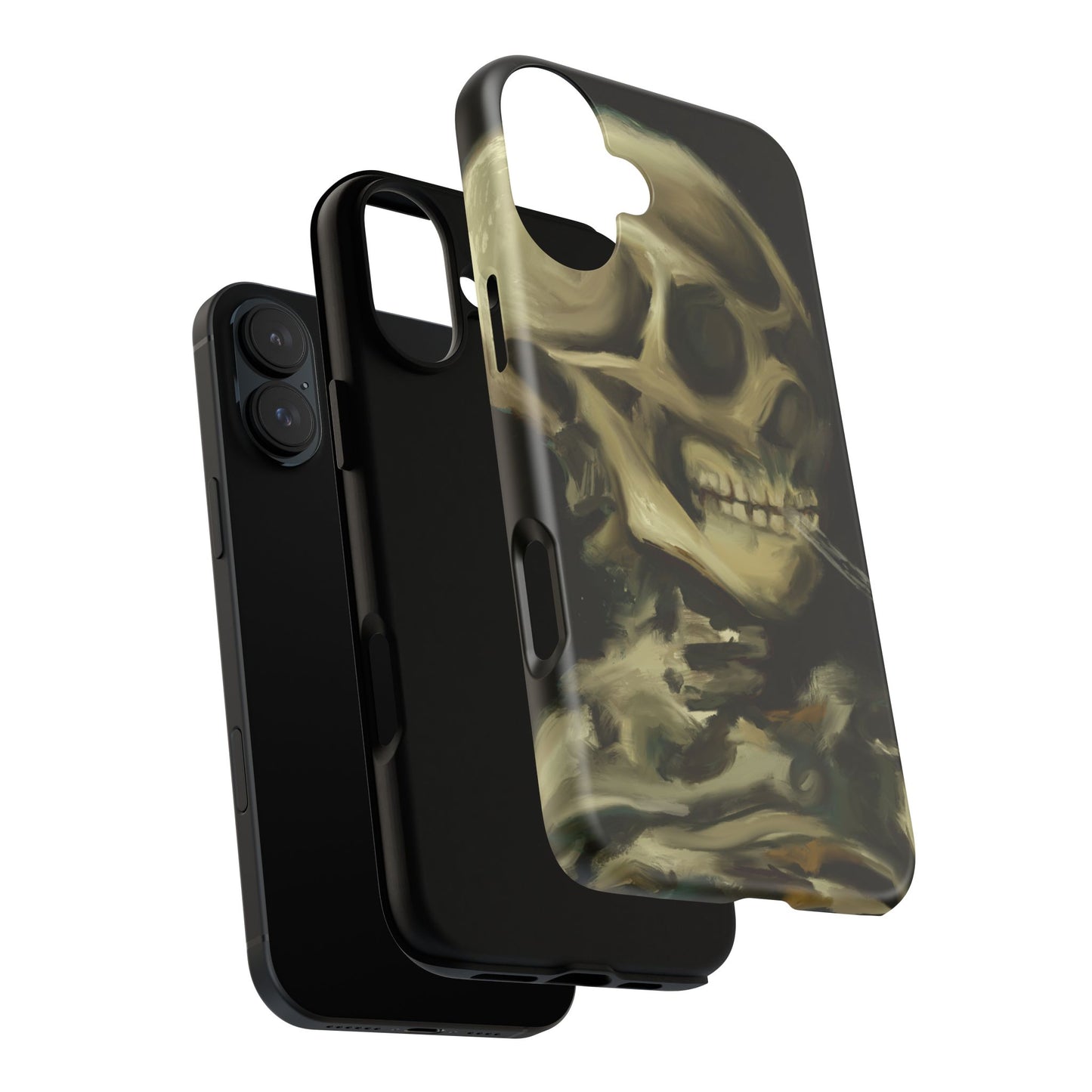 Skull Phone Case - Tough Cases, Macabre Style, Unique Accessories, Perfect for Halloween, Gothic Decor, Edgy Gift Idea | Van Gogh Reimagined, Abstract Twist on  Van Gogh's Skeleton with Burning Cigarette