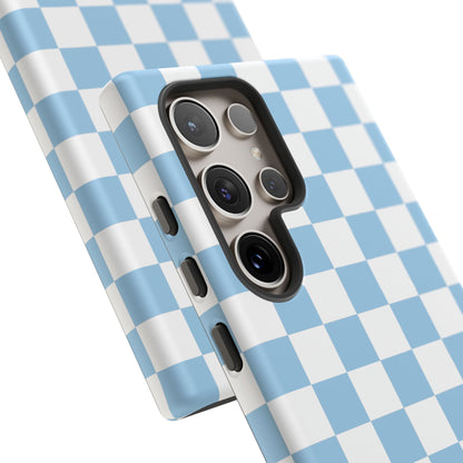 Blue Checkered Phone Case, Tough Phone Cover, Stylish Mobile Protector, Unique Gift for Him/Her, Trendy Accessories for Holidays