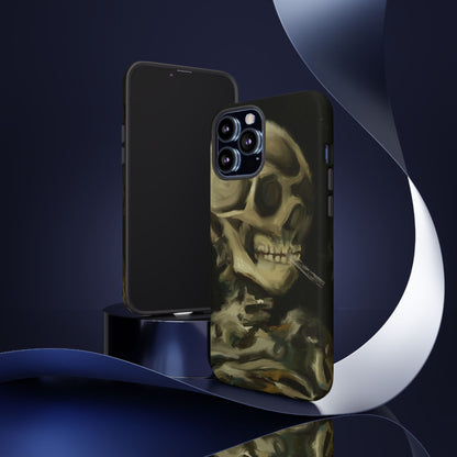 Skull Phone Case - Tough Cases, Macabre Style, Unique Accessories, Perfect for Halloween, Gothic Decor, Edgy Gift Idea | Van Gogh Reimagined, Abstract Twist on  Van Gogh's Skeleton with Burning Cigarette