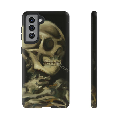 Skull Phone Case - Tough Cases, Macabre Style, Unique Accessories, Perfect for Halloween, Gothic Decor, Edgy Gift Idea | Van Gogh Reimagined, Abstract Twist on  Van Gogh's Skeleton with Burning Cigarette