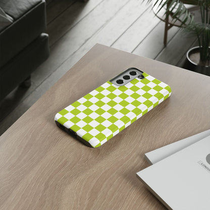Lively Checker Pattern Phone Case | Tough Cases, Green Checkered Design, Unique Cell Phone Cover, Trendy Accessory, Gift Idea