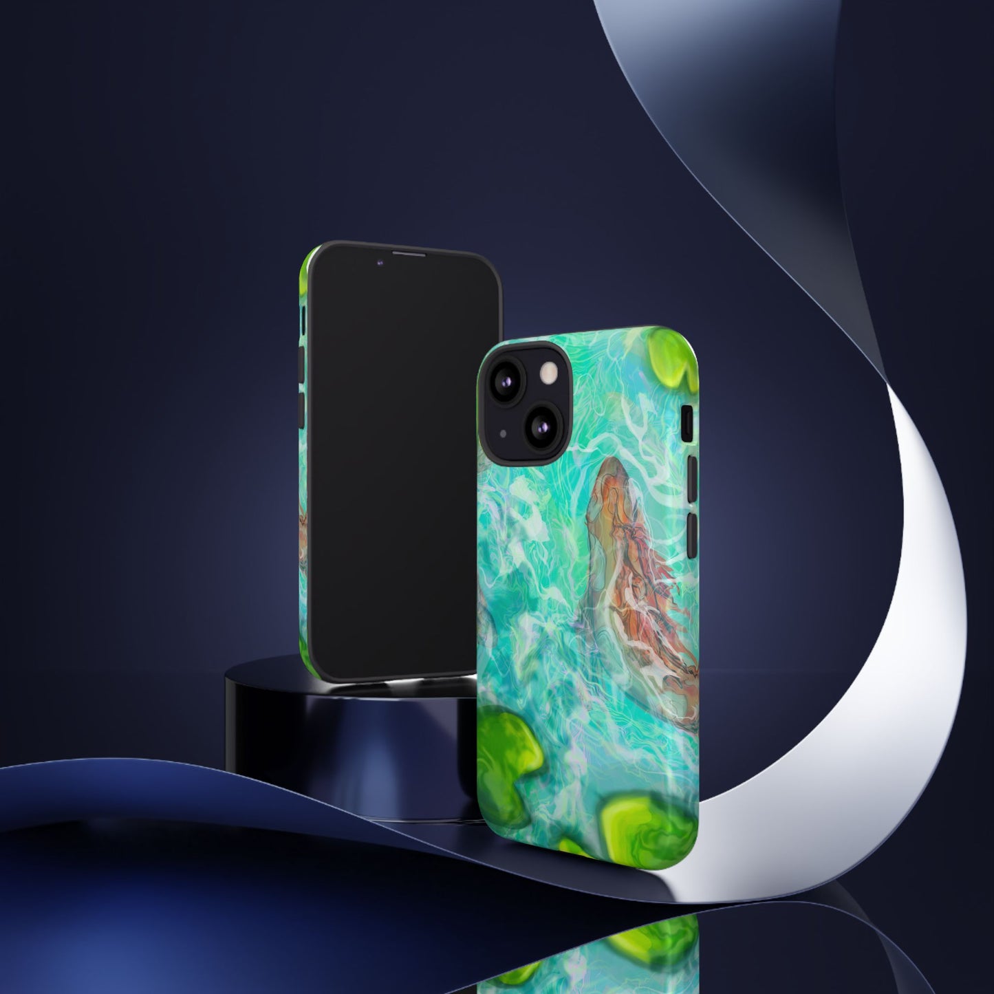 Watercolor Phone Case, Nature Lover Gift, Tough Phone Cover, Phone Accessory, Unique Design for Spring/Summer, Lily Pad, Fish Pond