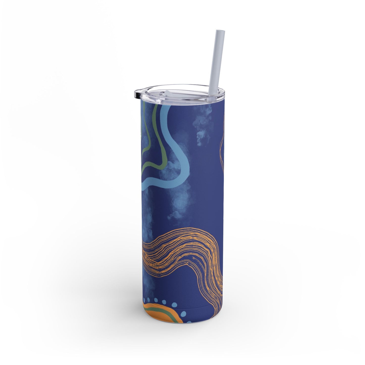 Boho Abstract Art Tumbler, 20oz Skinny Travel Mug, Stylish Drinkware for Camping, Gifts for Her, Home Decor