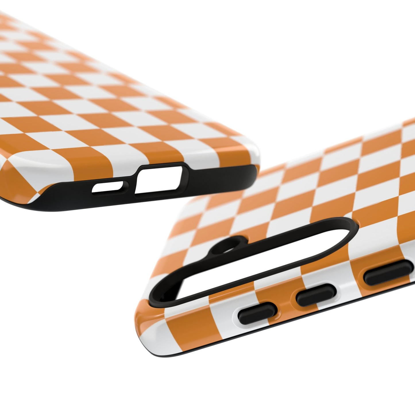 Orange Checkerboard Phone Case, Stylish Tough Cases for Protection, Gift for Friends, Trendy Cell Phone Accessories, Statement Tech Gear