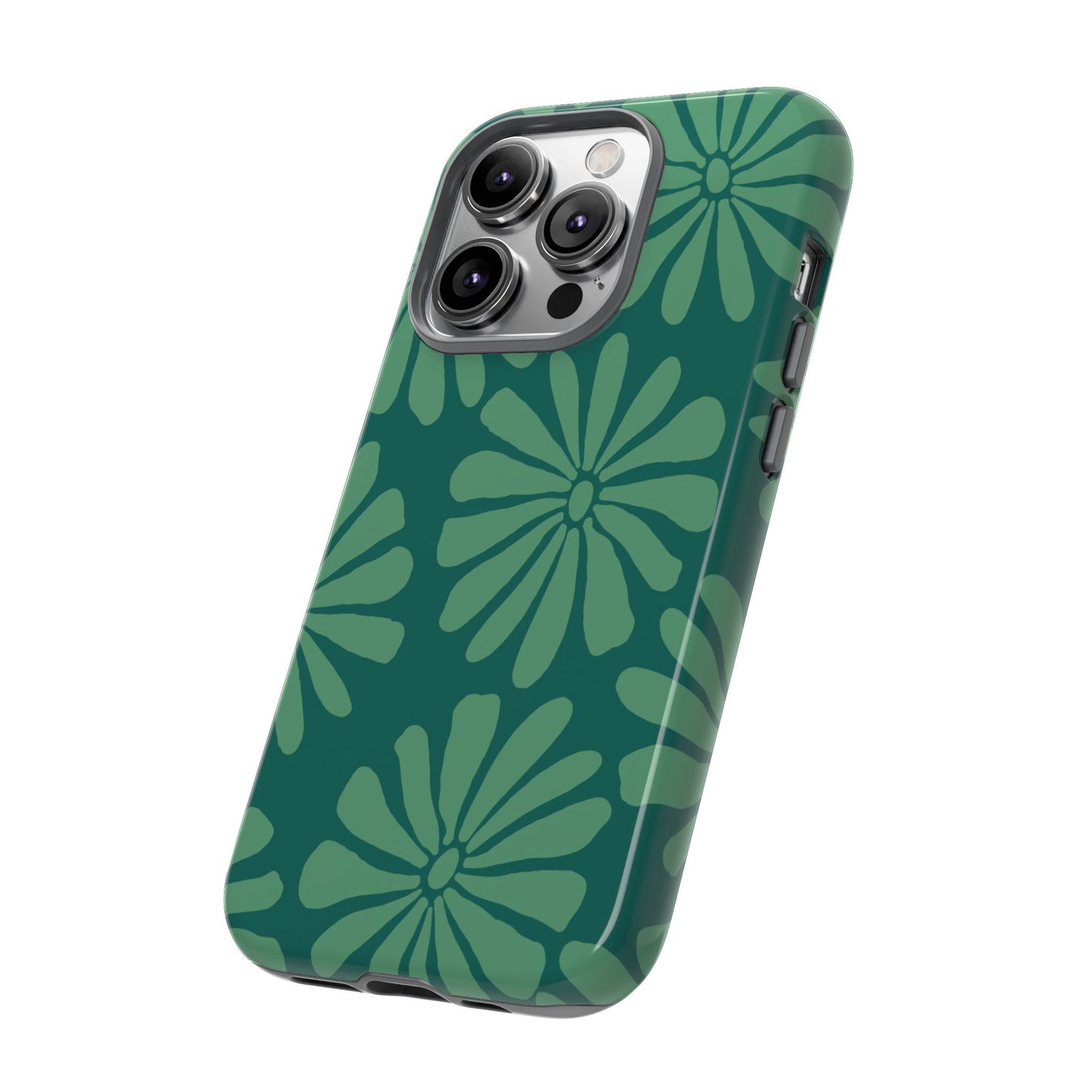Stylish iPhone Case, Floral Phone Cover, Tough Phone Cases, Green Daisy Design, Unique Gift for Her, Spring Accessories