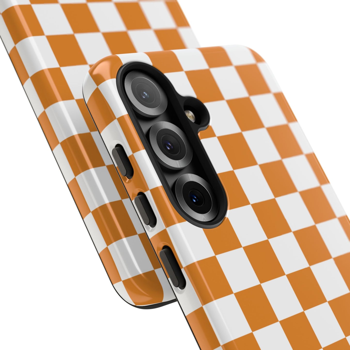 Orange Checkerboard Phone Case, Stylish Tough Cases for Protection, Gift for Friends, Trendy Cell Phone Accessories, Statement Tech Gear