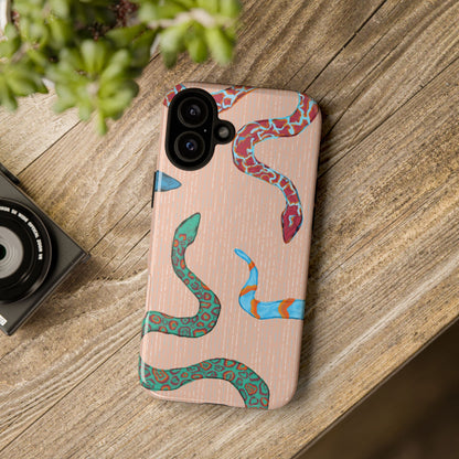 Colorful Snake Phone Case, Tough Phone Case, Unique Phone Cover, Animal Print Case, Gifts for Her, Trendy Accessories