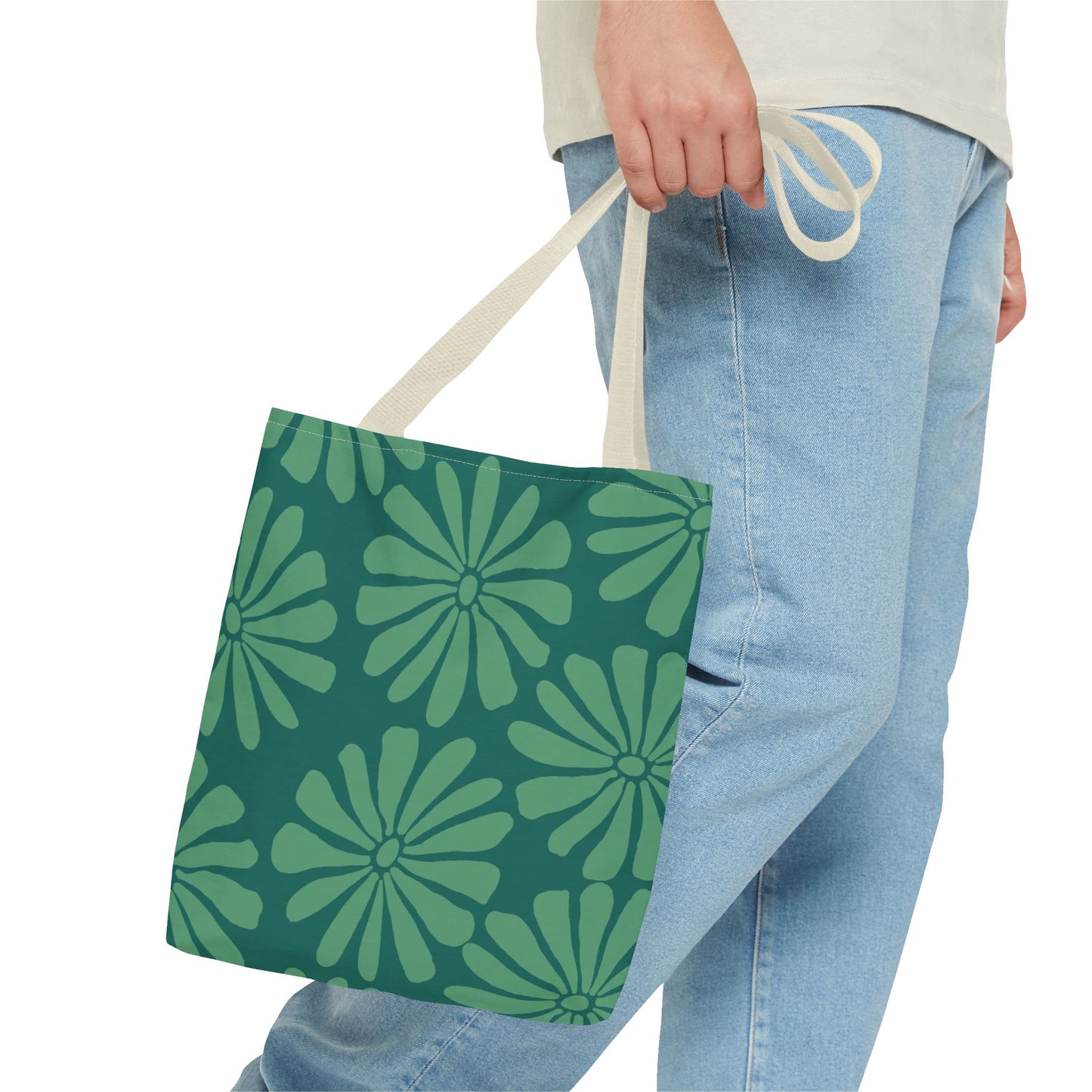 Green Floral Tote Bag - Stylish Eco-Friendly Reusable Shopping Bag, Perfect Gift for Mothers Day, Summer Outings, Casual Days