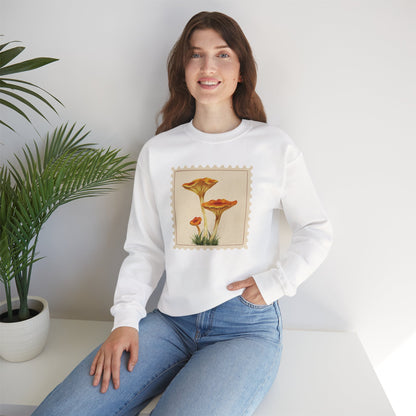 Vintage Floral Crewneck Sweatshirt, Cozy Fall Wear, Unisex Gift, Mushroom Art Apparel, Nature Lover Outfit, Comfy Mushroom Crewneck, Vintage Style
