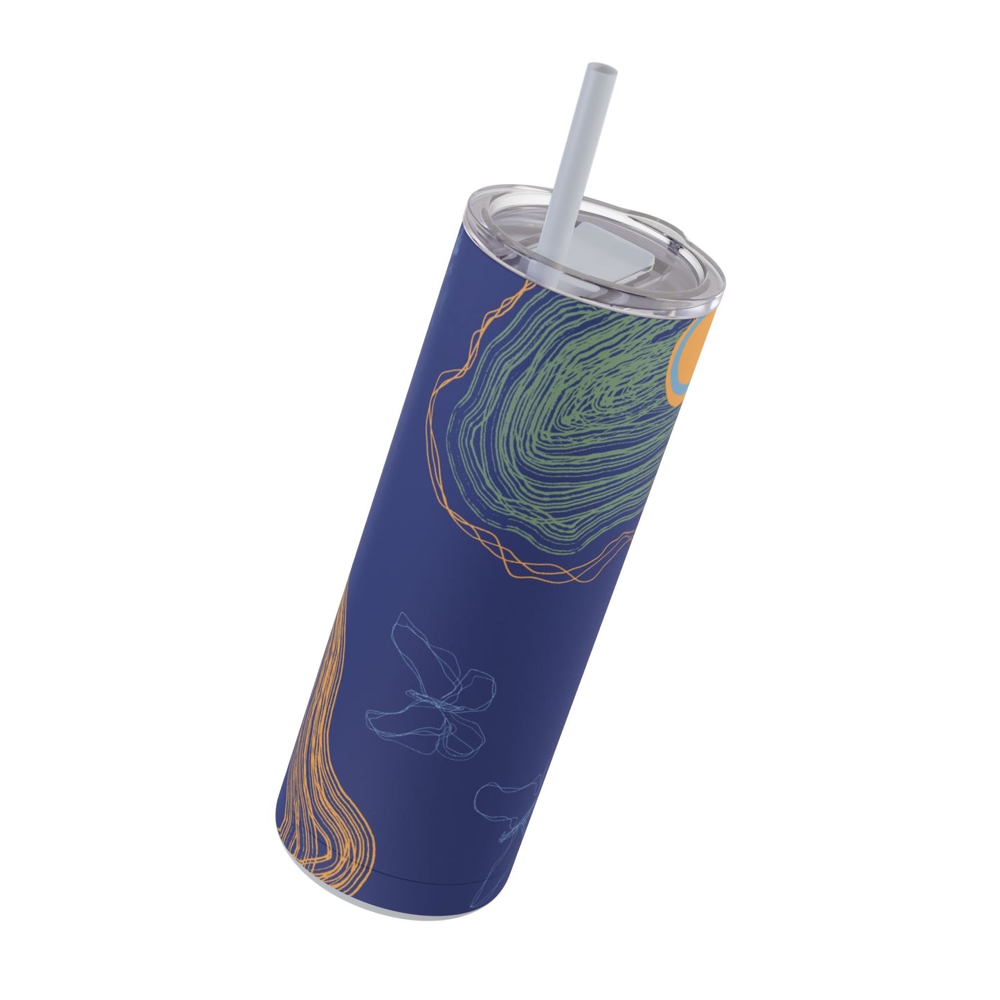 Boho Abstract Art Tumbler, 20oz Skinny Travel Mug, Stylish Drinkware for Camping, Gifts for Her, Home Decor