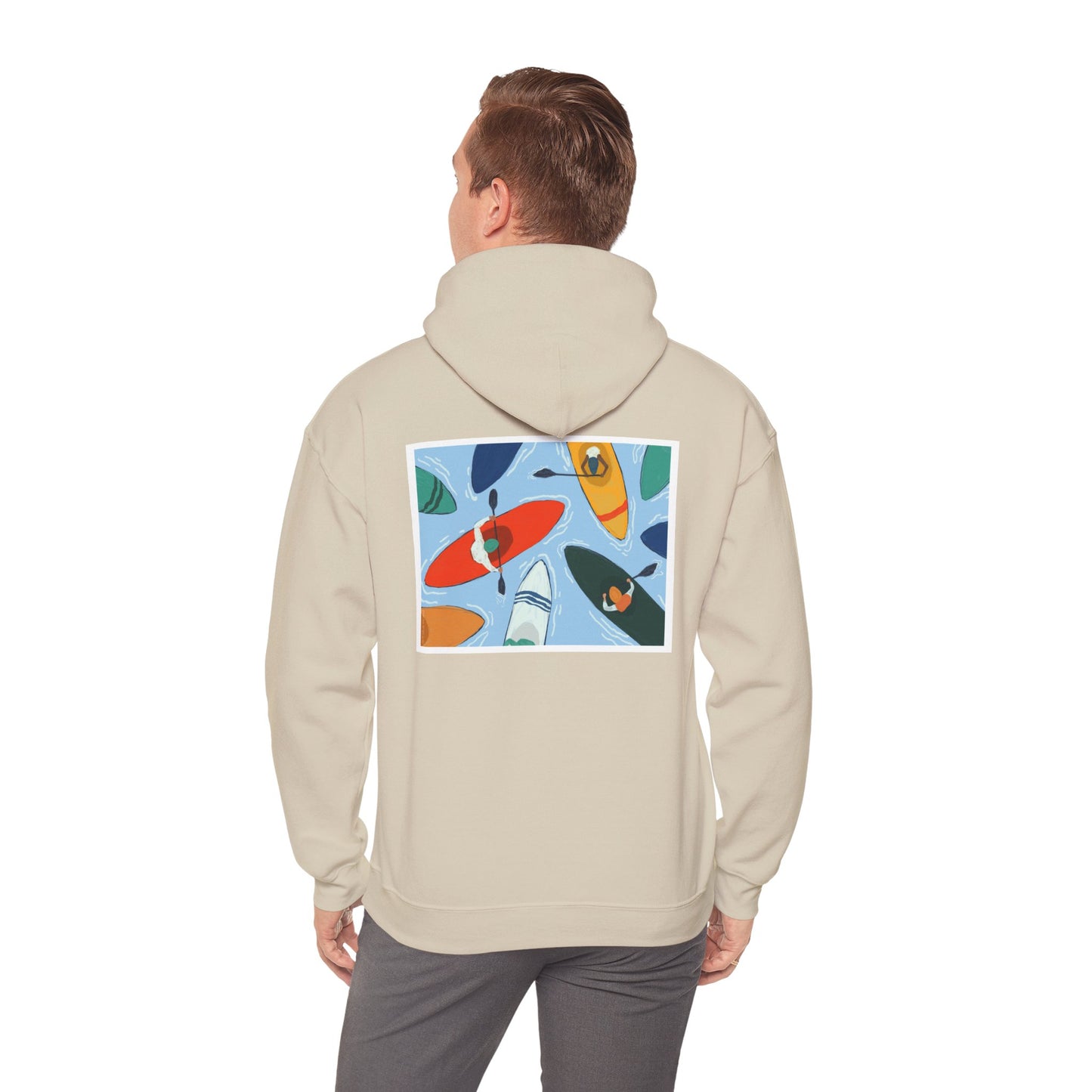 Serene Adventure Hoodie with Lotus Design, Eco-Friendly Sweatshirt for Outdoors, Yoga, Surfing, Beach Days, Mindfulness, Gift for Her, Gift for Him, Kayak Sweatshirt, Outdoor Designs
