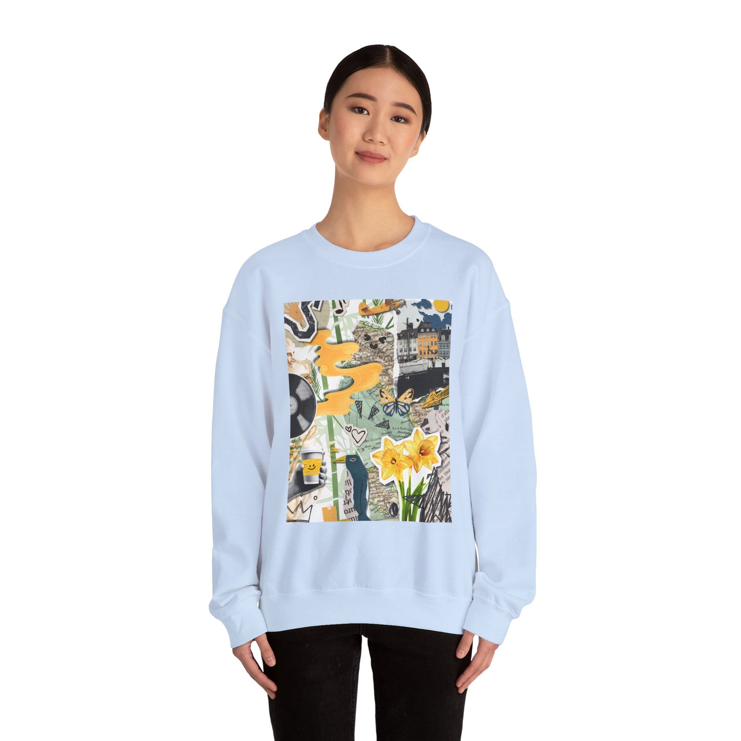 Vibrant Art Sweatshirt for Creatives, Cozy Fall Layering, Gift for Artists, Unique Graphic Pullovers, Casual Everyday Wear, Abstract, Vintage, Collage, Crewneck, Cool Hoodies