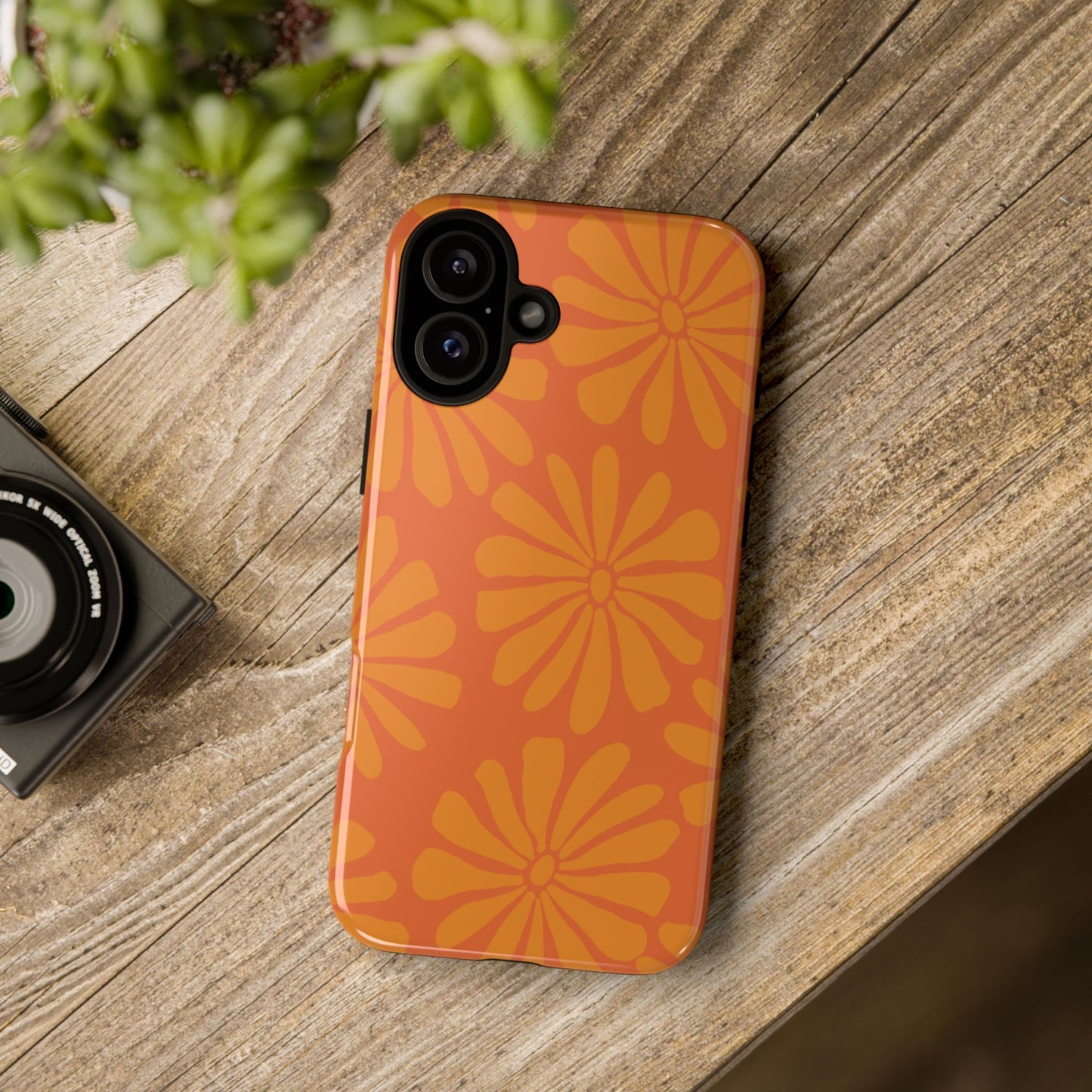 Stylish iPhone Case, Floral Phone Cover, Tough Phone Cases, Green Daisy Design, Unique Gift for Her, Spring Accessories