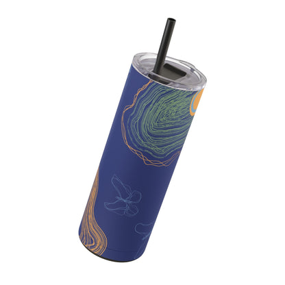 Boho Abstract Art Tumbler, 20oz Skinny Travel Mug, Stylish Drinkware for Camping, Gifts for Her, Home Decor