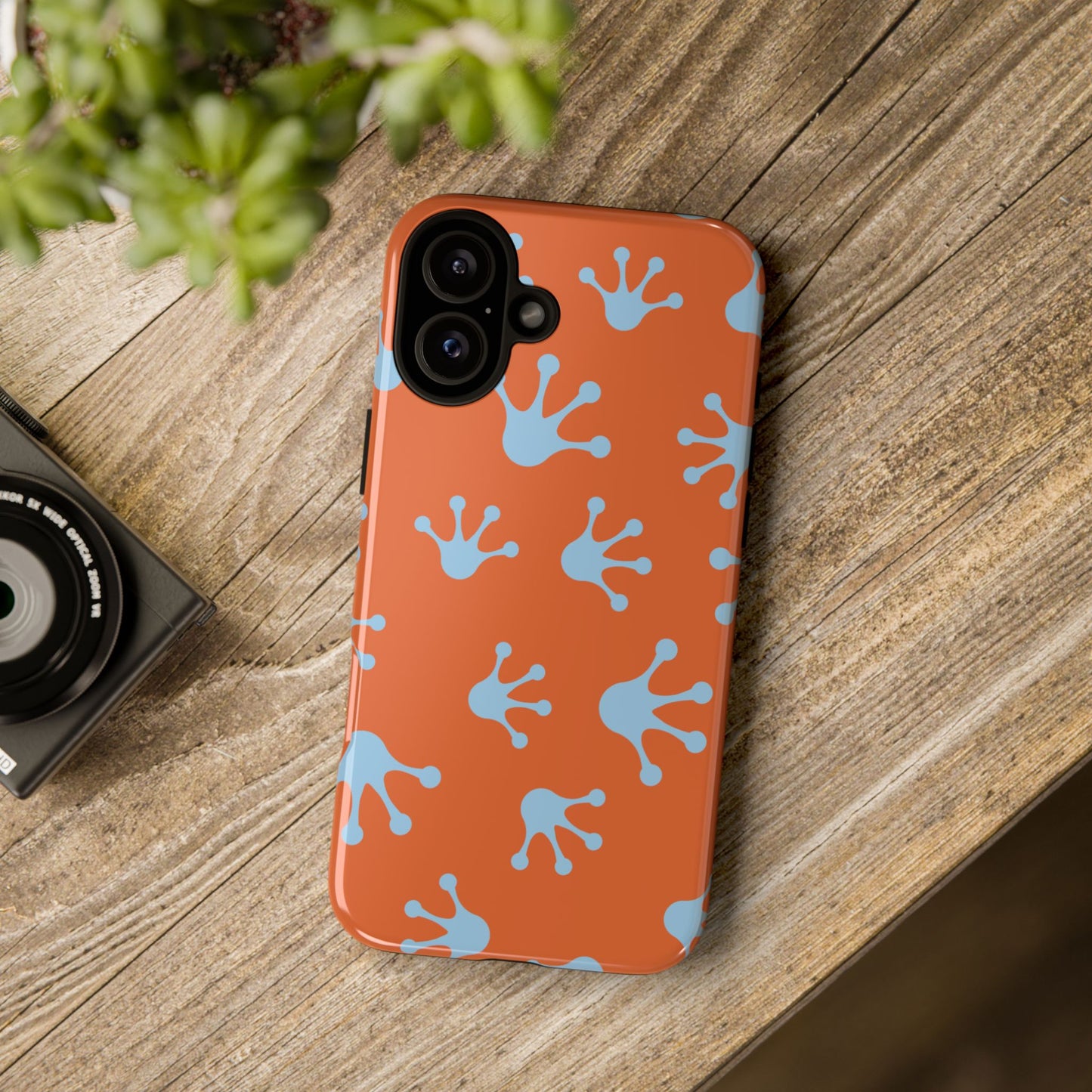Frog Print Phone Case - Tough Cases, Orange Frog Design, Unique Gift, Fun Accessories, Vibrant Phone Cases, Cool Cases