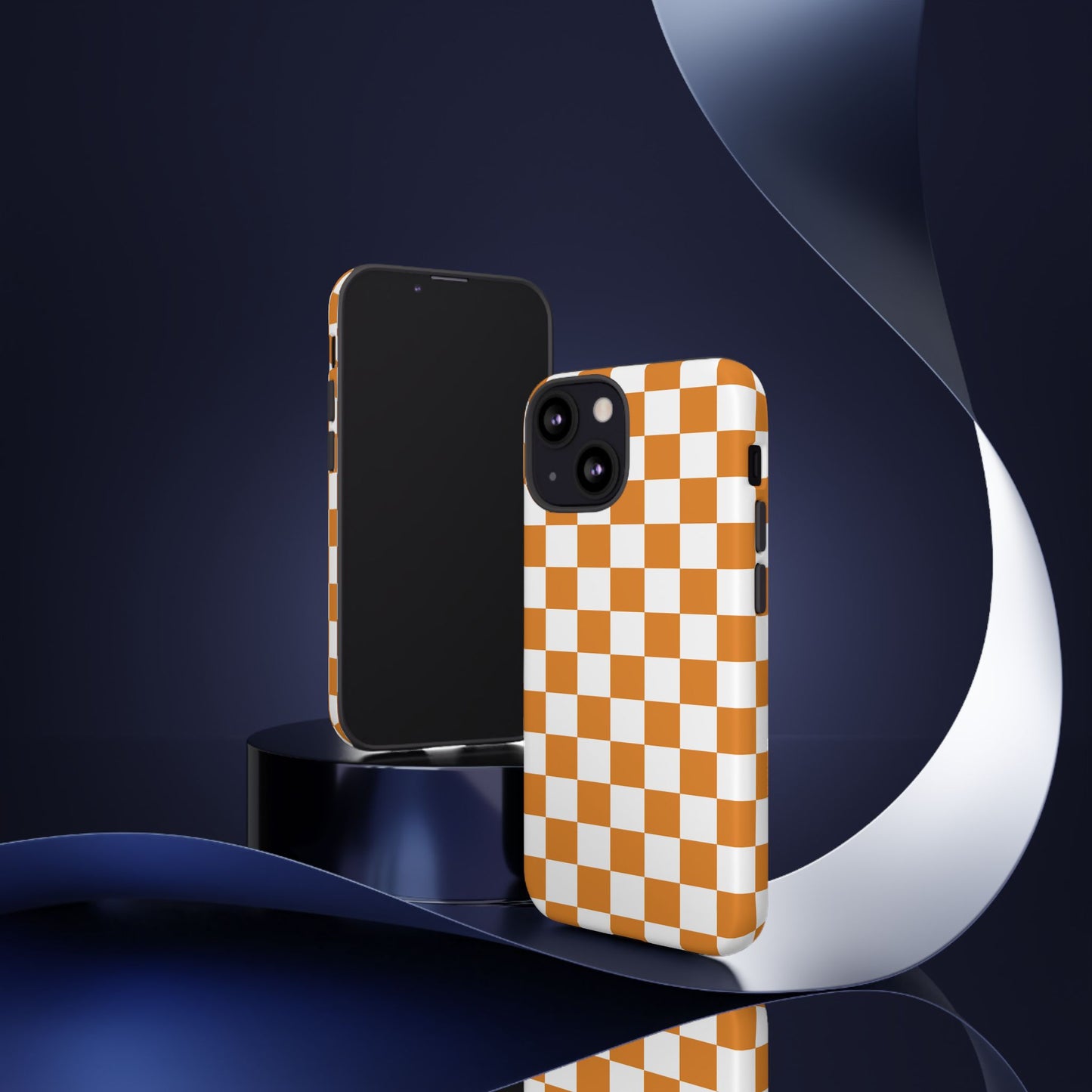 Orange Checkerboard Phone Case, Stylish Tough Cases for Protection, Gift for Friends, Trendy Cell Phone Accessories, Statement Tech Gear