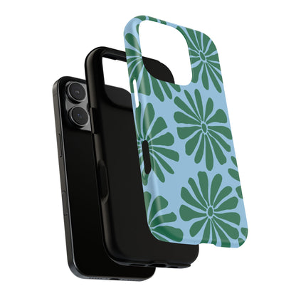 Stylish iPhone Case, Floral Phone Cover, Tough Phone Cases, Green Daisy Design, Unique Gift for Her, Spring Accessories