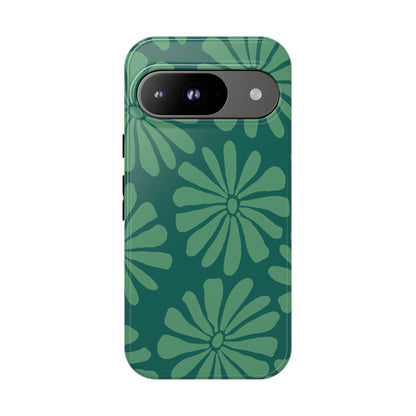 Stylish iPhone Case, Floral Phone Cover, Tough Phone Cases, Green Daisy Design, Unique Gift for Her, Spring Accessories