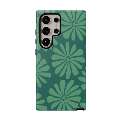 Stylish iPhone Case, Floral Phone Cover, Tough Phone Cases, Green Daisy Design, Unique Gift for Her, Spring Accessories
