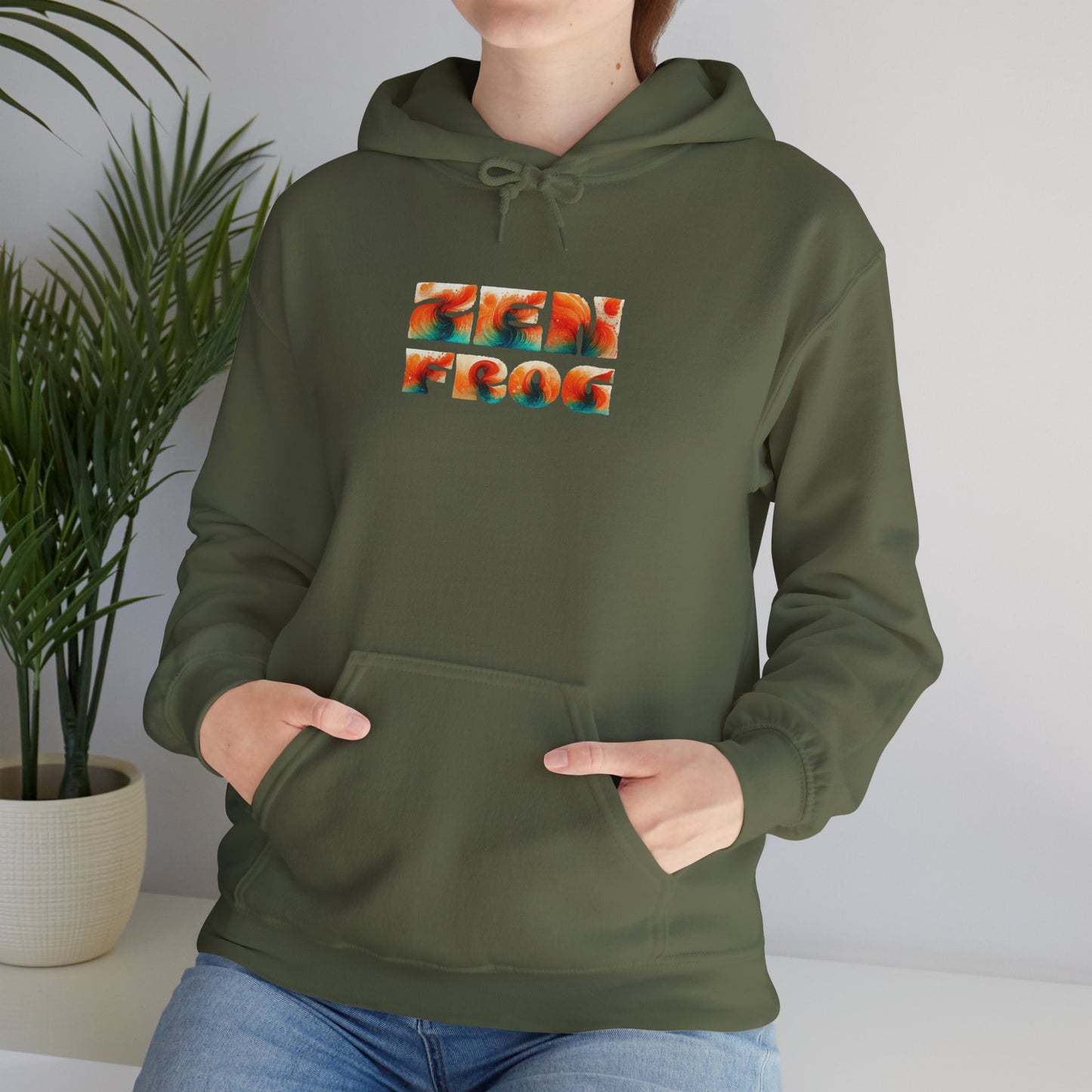 Vibrant Unisex Hoodie with Zen Frog and Snake Design, Cool Gift for Nature Lovers, Casual Wear for All Occasions, Gift for Her, Cool Hoodies