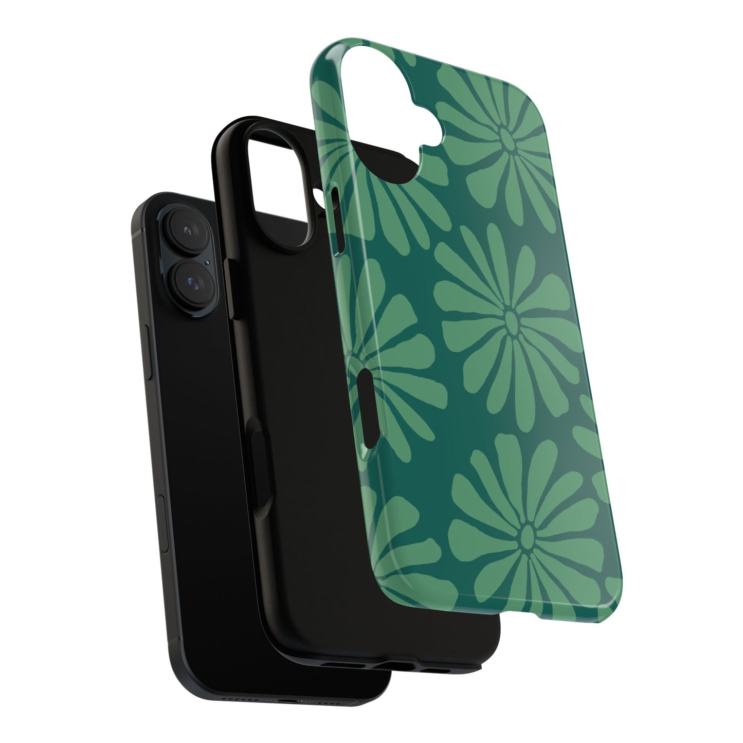 Stylish iPhone Case, Floral Phone Cover, Tough Phone Cases, Green Daisy Design, Unique Gift for Her, Spring Accessories
