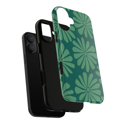 Stylish iPhone Case, Floral Phone Cover, Tough Phone Cases, Green Daisy Design, Unique Gift for Her, Spring Accessories
