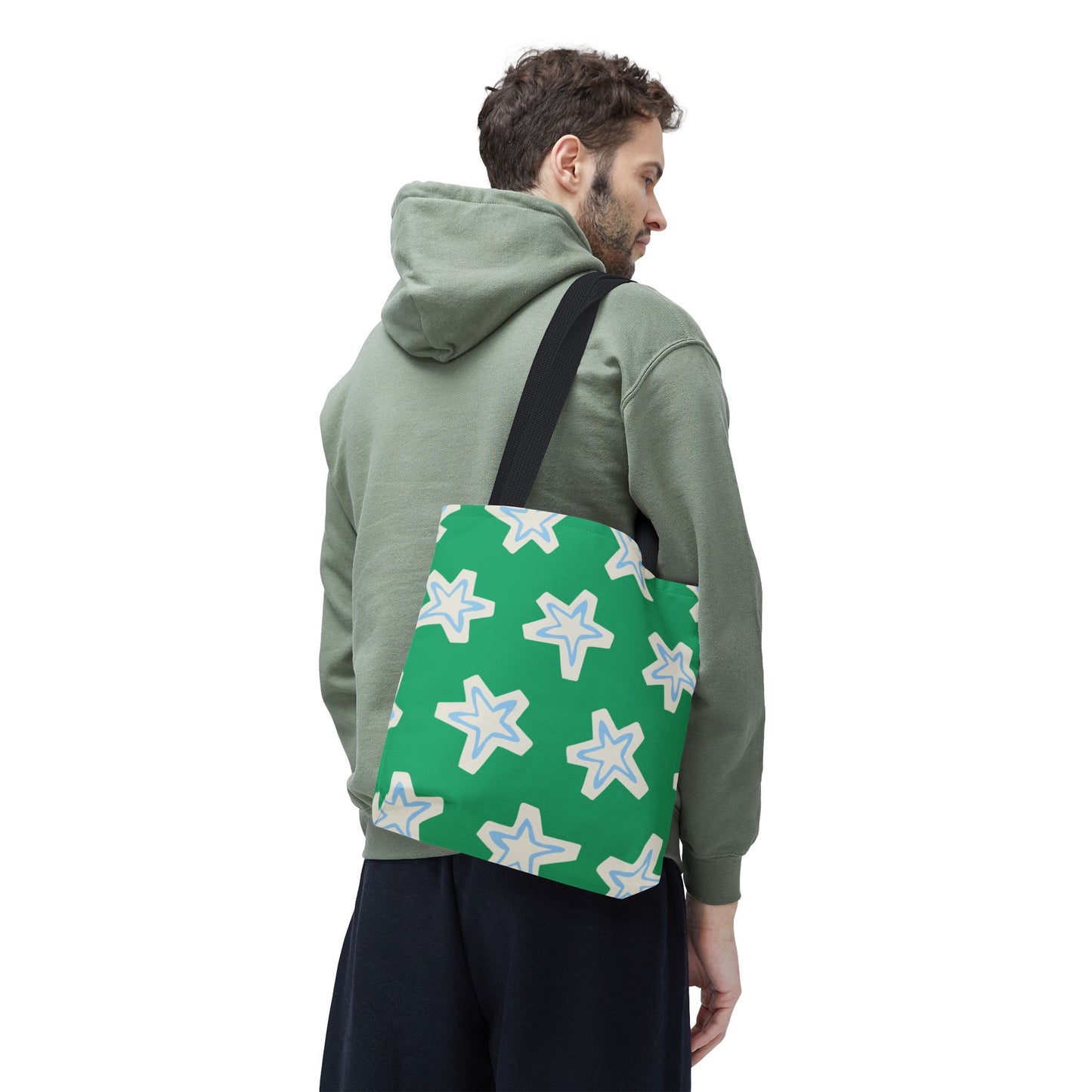 Starry Green AOP Tote Bag | Stylish Grocery Tote, Eco-Friendly Bag, Beach Bag, Weekend Getaway, Custom Design