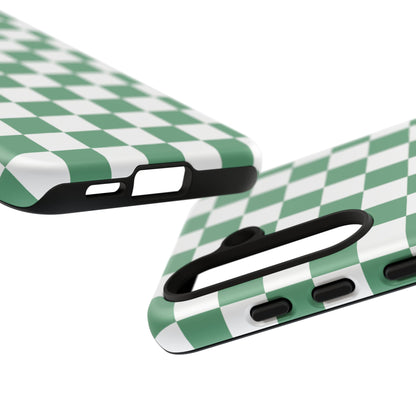 Stylish Phone Case - Green Checker Print, Trendy Phone Cover, Unique Gift, Modern Accessories, Eco-Friendly Case