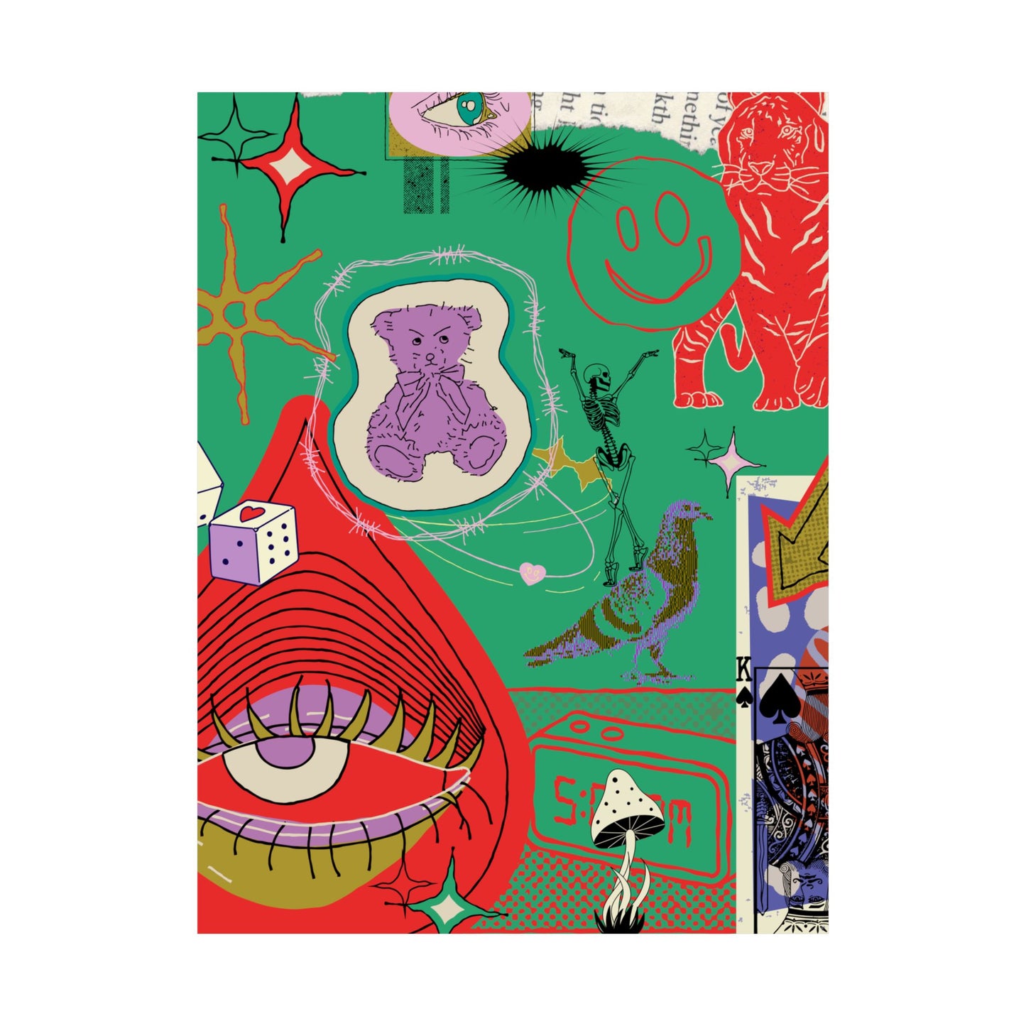 Vibrant Matte Vertical Posters, Retro Wall Art, Playful Home Decor, Unique Gift for Art Lovers, Perfect for Parties and Celebrations