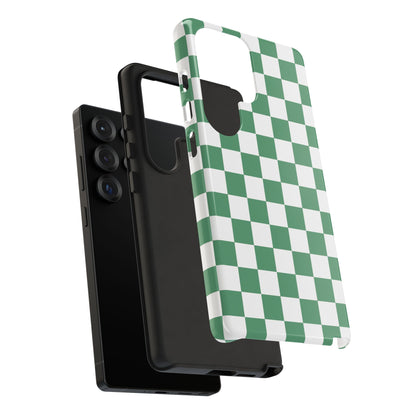 Stylish Phone Case - Green Checker Print, Trendy Phone Cover, Unique Gift, Modern Accessories, Eco-Friendly Case