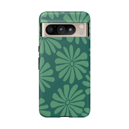 Stylish iPhone Case, Floral Phone Cover, Tough Phone Cases, Green Daisy Design, Unique Gift for Her, Spring Accessories
