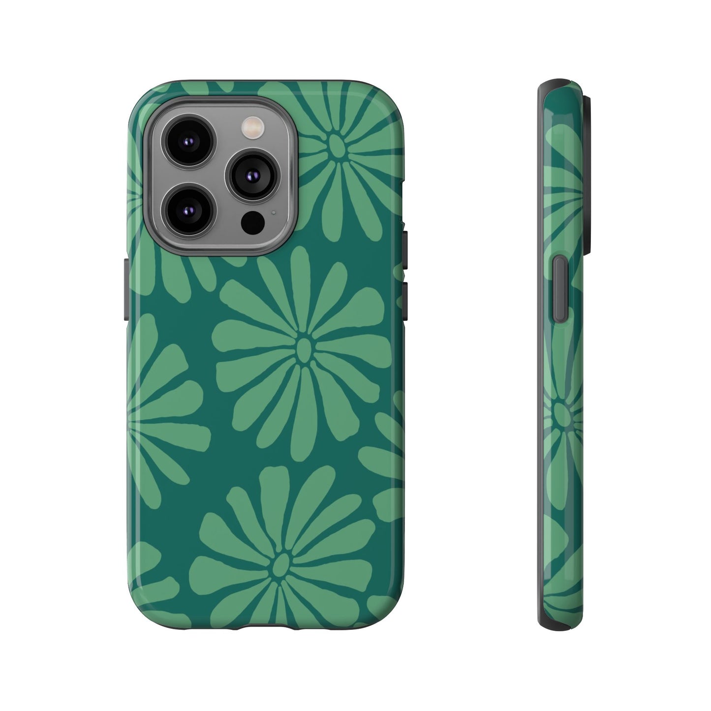 Stylish iPhone Case, Floral Phone Cover, Tough Phone Cases, Green Daisy Design, Unique Gift for Her, Spring Accessories