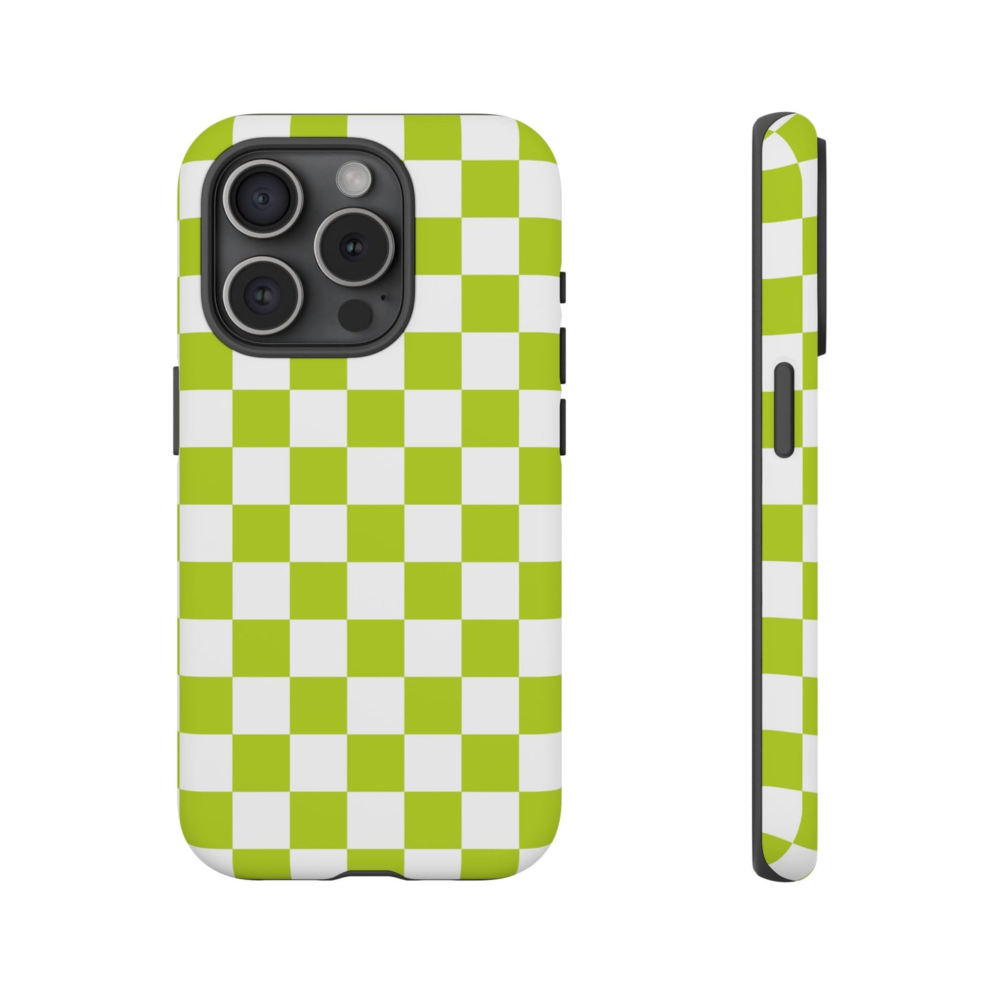 Lively Checker Pattern Phone Case | Tough Cases, Green Checkered Design, Unique Cell Phone Cover, Trendy Accessory, Gift Idea