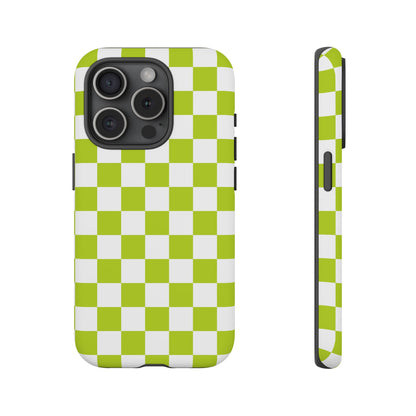Lively Checker Pattern Phone Case | Tough Cases, Green Checkered Design, Unique Cell Phone Cover, Trendy Accessory, Gift Idea