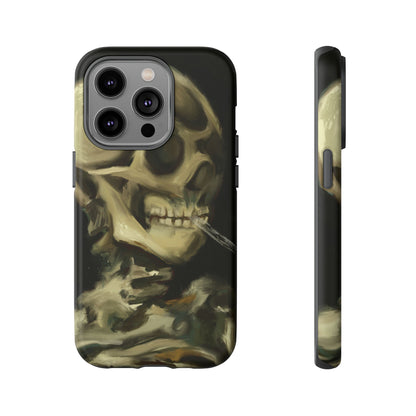 Skull Phone Case - Tough Cases, Macabre Style, Unique Accessories, Perfect for Halloween, Gothic Decor, Edgy Gift Idea | Van Gogh Reimagined, Abstract Twist on  Van Gogh's Skeleton with Burning Cigarette