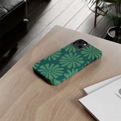 Stylish iPhone Case, Floral Phone Cover, Tough Phone Cases, Green Daisy Design, Unique Gift for Her, Spring Accessories