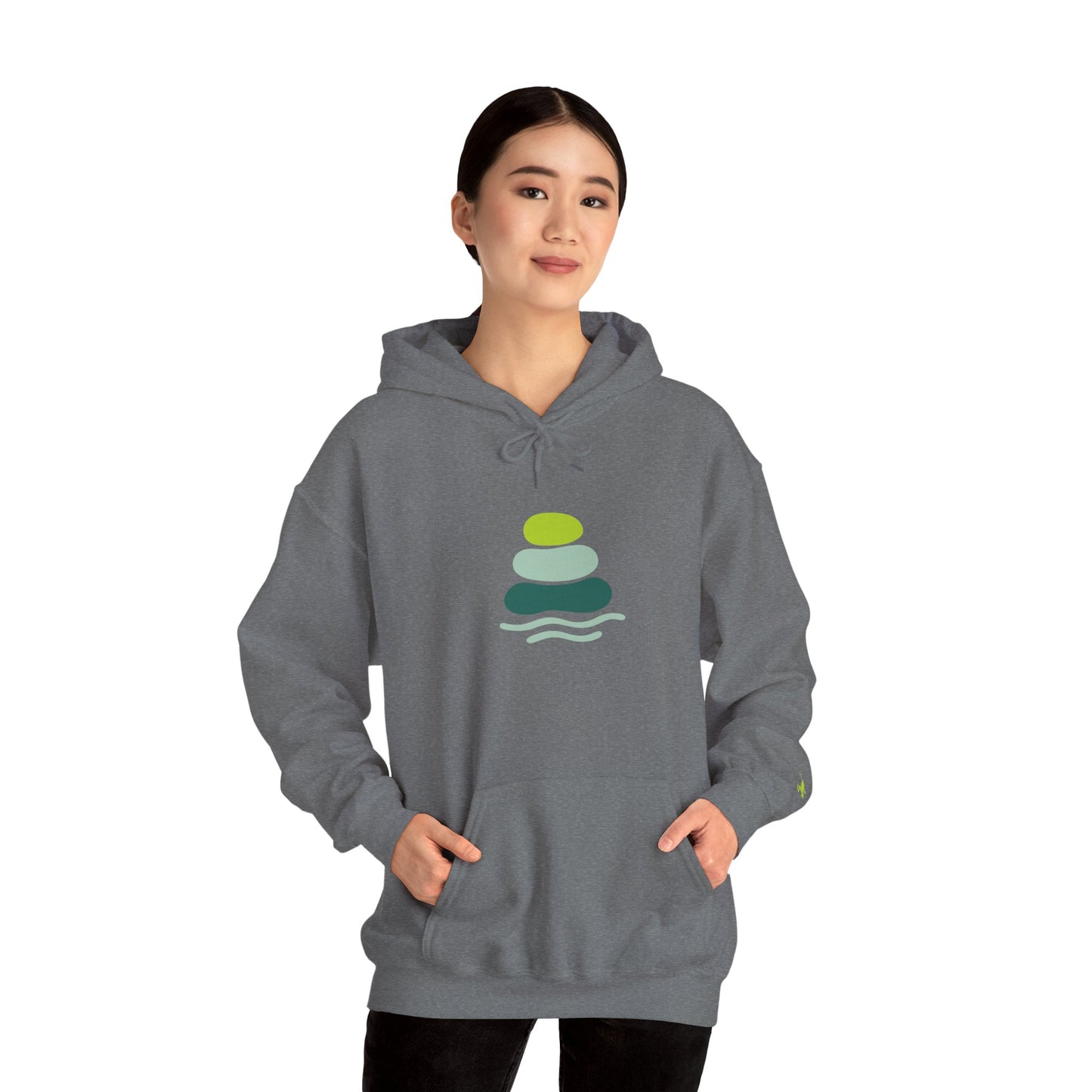 Serene Stacked Stones Hoodie, Unisex Sweatshirt for Mindfulness, Cozy Layer for Relaxation, Gift for Yoga Lovers, Perfect for Meditation