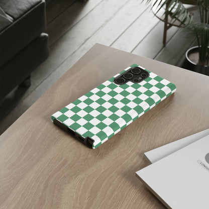 Stylish Phone Case - Green Checker Print, Trendy Phone Cover, Unique Gift, Modern Accessories, Eco-Friendly Case