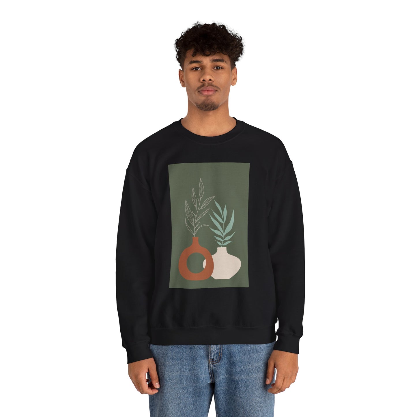Botanical Minimalist Crewneck Sweatshirt, Cozy Unisex Pullover, Nature-Inspired Gift, Fall Fashion, Comfortable Layering Piece