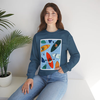 Colorful Kayak Print Crewneck Sweatshirt, Cozy Unisex Pullover, Perfect for Outdoor Lovers, Kayaking Gift, Summer Vibes, Artsy Crewneck, Comfy Pullover, Funky, Quirky Art