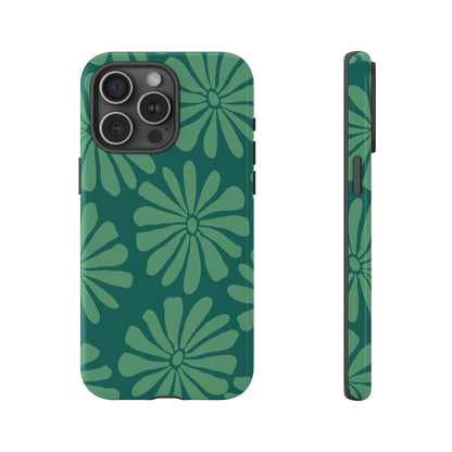 Stylish iPhone Case, Floral Phone Cover, Tough Phone Cases, Green Daisy Design, Unique Gift for Her, Spring Accessories