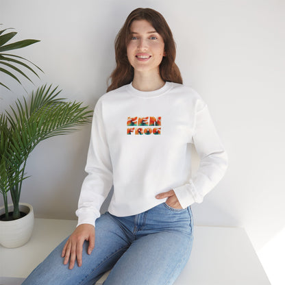 Zen Frog Crewneck Sweatshirt | Cozy Unisex Pullover for Relaxation, Ideal Gift for Nature Lovers, Perfect for Lounging and Casual Outings, Moon, Gift for Him, Gift for Her