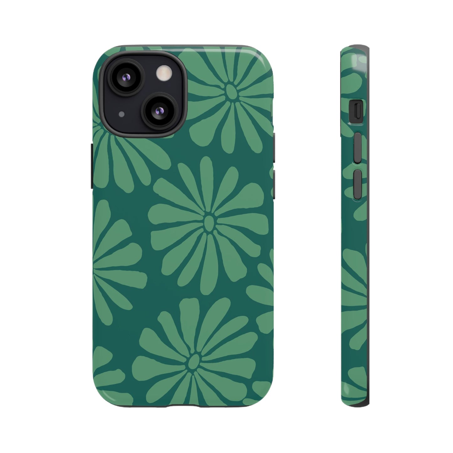 Stylish iPhone Case, Floral Phone Cover, Tough Phone Cases, Green Daisy Design, Unique Gift for Her, Spring Accessories