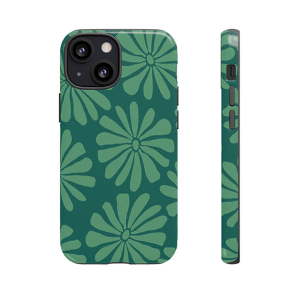 Stylish iPhone Case, Floral Phone Cover, Tough Phone Cases, Green Daisy Design, Unique Gift for Her, Spring Accessories