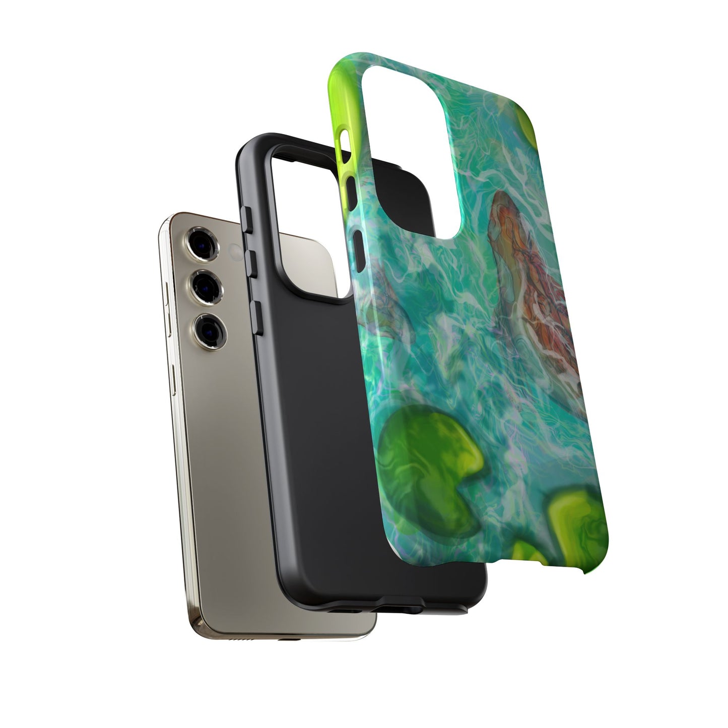 Watercolor Phone Case, Nature Lover Gift, Tough Phone Cover, Phone Accessory, Unique Design for Spring/Summer, Lily Pad, Fish Pond