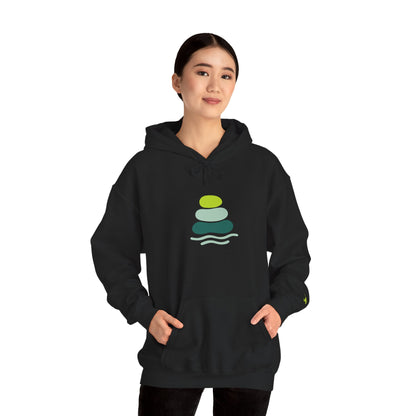 Serene Stacked Stones Hoodie, Unisex Sweatshirt for Mindfulness, Cozy Layer for Relaxation, Gift for Yoga Lovers, Perfect for Meditation