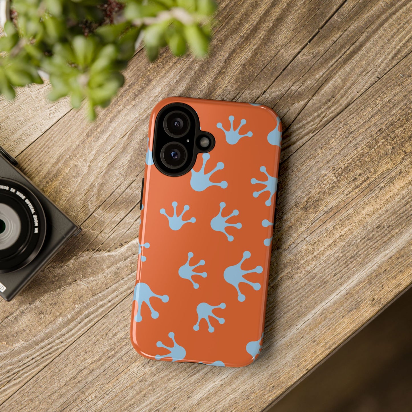 Frog Print Phone Case - Tough Cases, Orange Frog Design, Unique Gift, Fun Accessories, Vibrant Phone Cases, Cool Cases